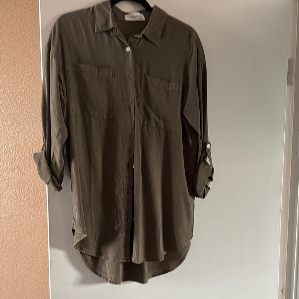 Olive Green Button-Up Shirt
